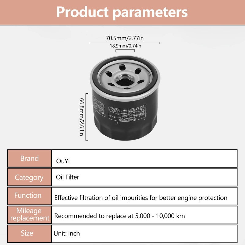 OuYi Oil Filter Compatible with Suzuki Eiger 400 LTA400, Kingquad 400 450 500 750 LTA450 LTA500 LTA750,DL650 V-Strom 650 1000,C50 C90 M50 Boulevard M109R,GSXR 600 750 1000 1100,Burgman 650 - Image 2